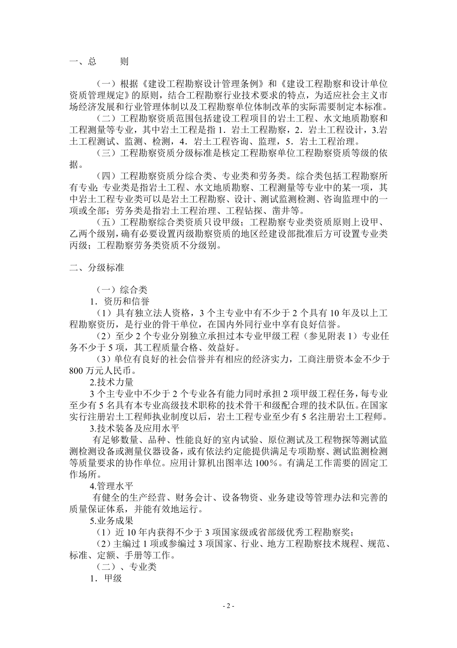 工程勘察资质分级标准和工程设计资质分级标准(完整版)(DOC42页).doc_第2页