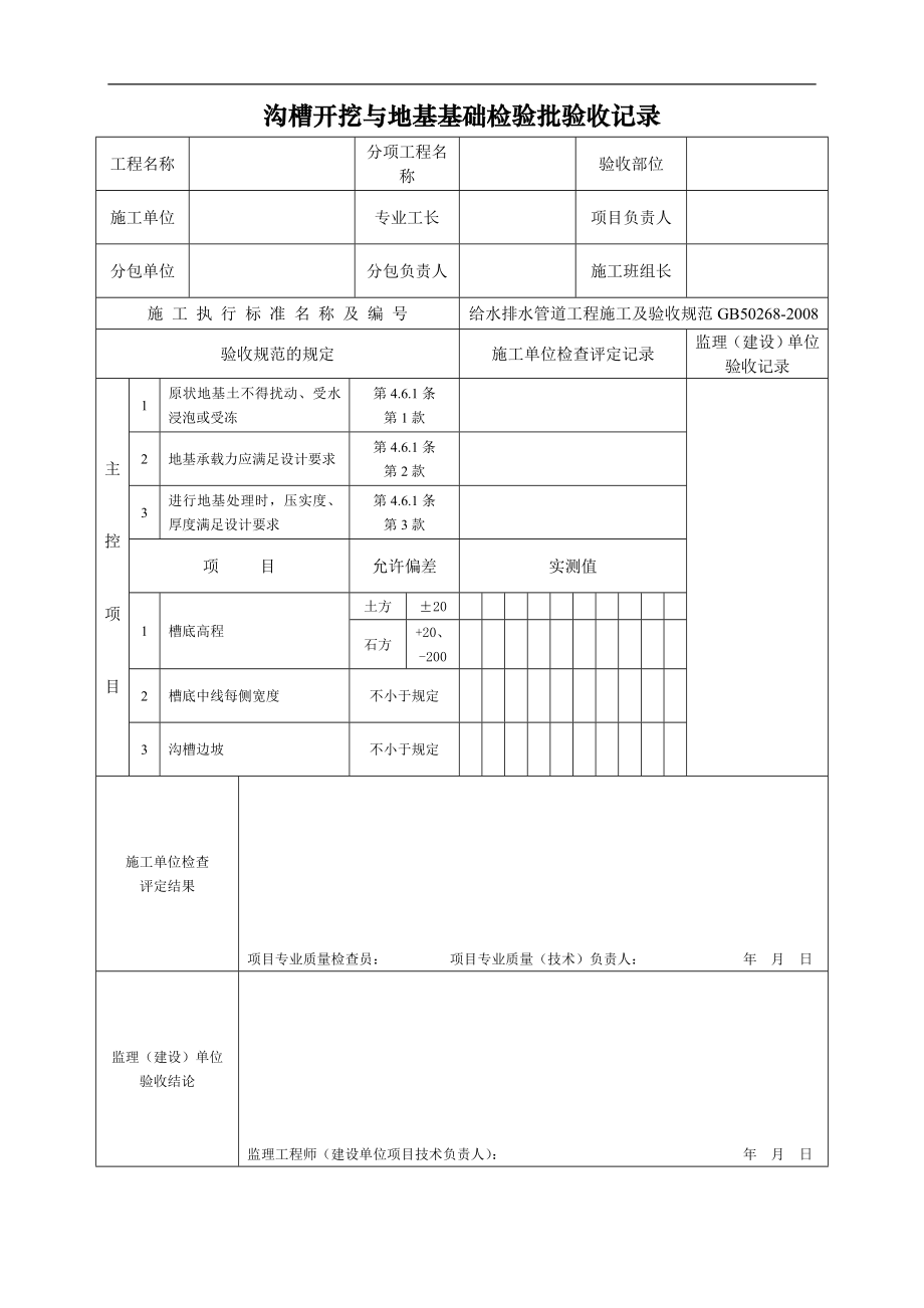 给水排水工程表格.docx_第1页