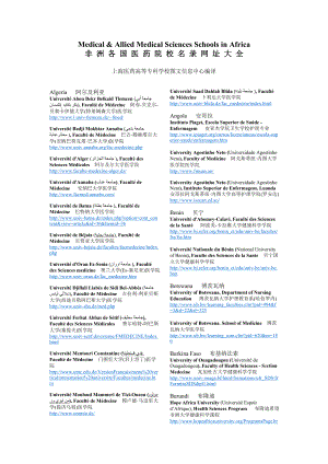 非洲各国医药院校名录网址大全-上海医药高等专科学校网站.docx