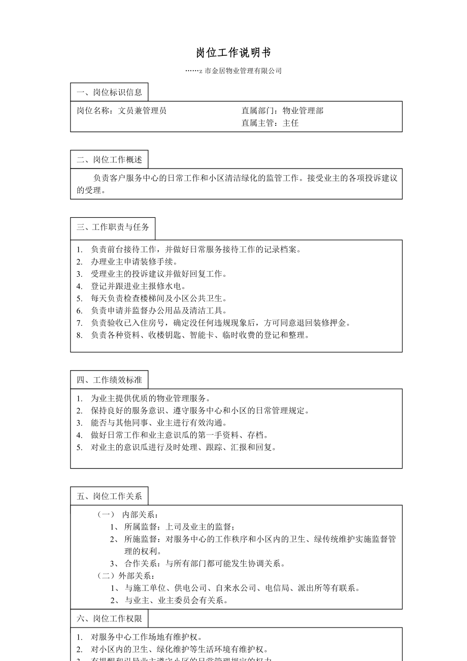 物业管理部岗位工作说明.doc_第3页