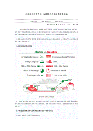 电动车的前世今生 20款国内外电动车型全接触.docx