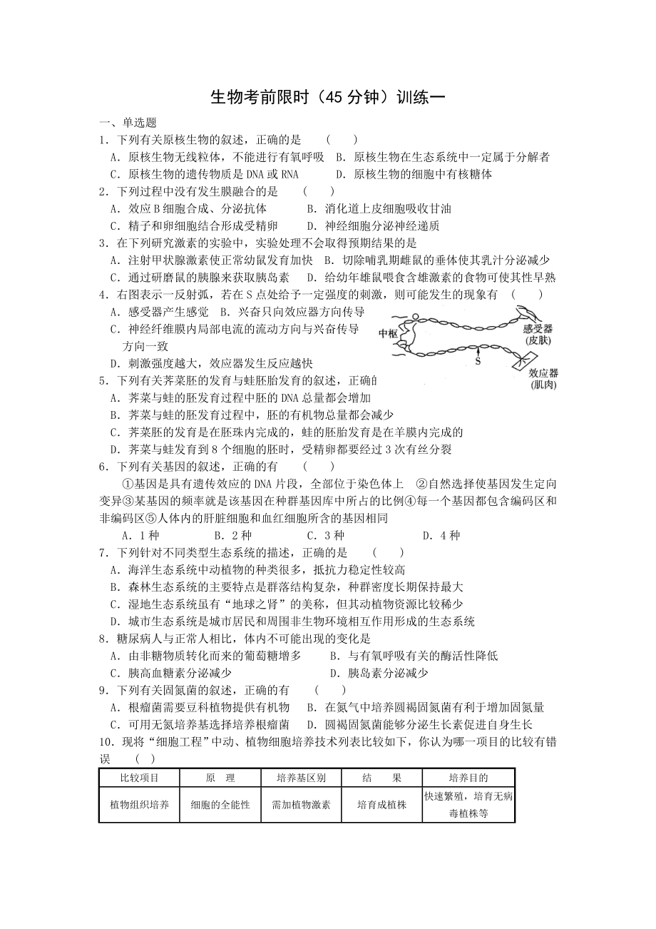 生物考前限时训练一.docx_第1页