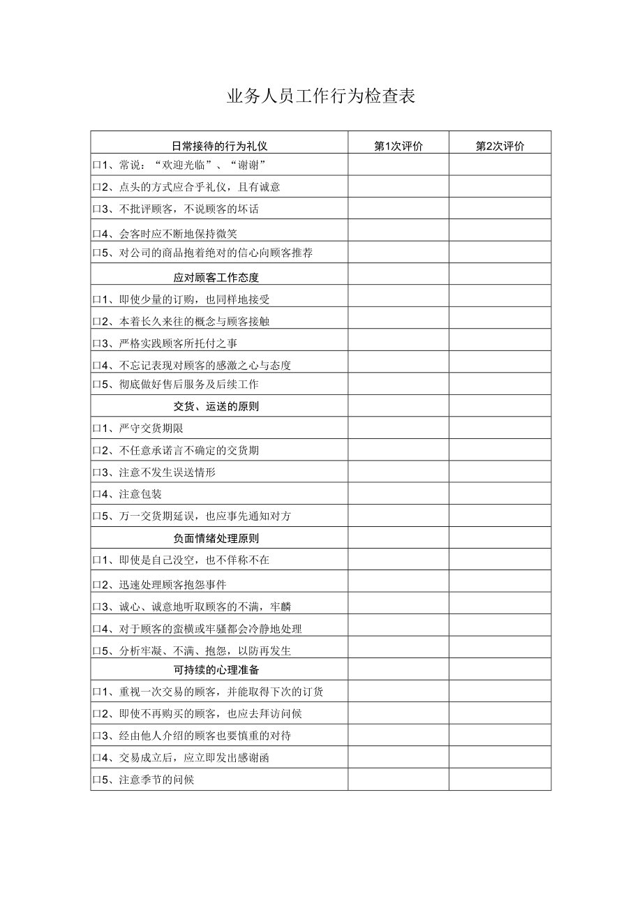 业务人员工作行为检查表.docx_第1页