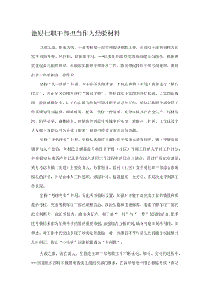 激励挂职干部担当作为经验材料.docx