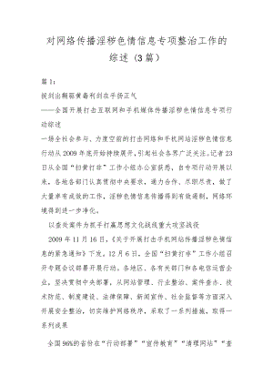 对网络传播淫秽色情信息专项整治工作的综述(3篇).docx