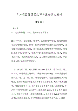 （13篇）有关项目管理团队评价报告范文材料.docx