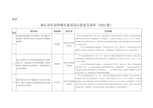 商丘市住房和城乡建设局行政处罚清单（2023版）.docx