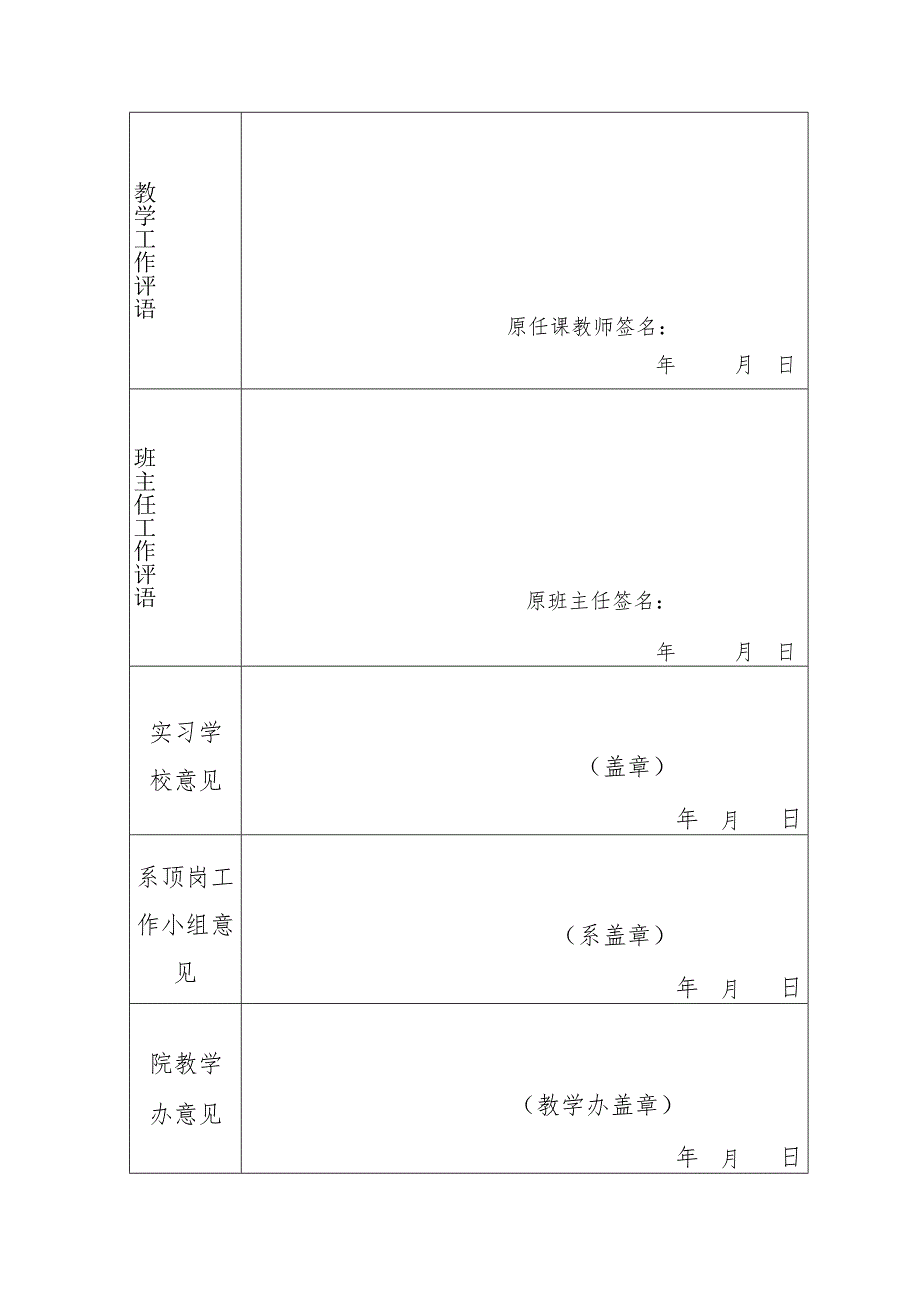 衡阳师范学院南岳学院教师教育专业顶岗实习鉴定表.docx_第3页