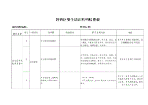 越秀区安全培训机构检查表.docx