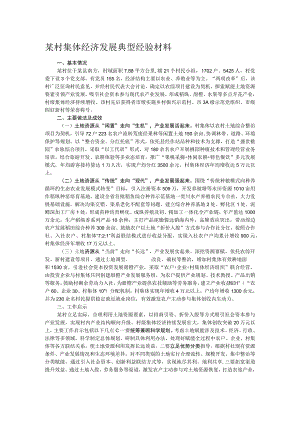 某村集体经济发展典型经验材料 .docx