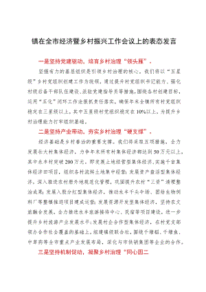 镇在全市经济暨乡村振兴工作会议上的表态发言.docx