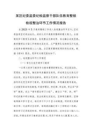 某区纪委监委纪检监察干部队伍教育整顿检视整治环节工作情况报告.docx