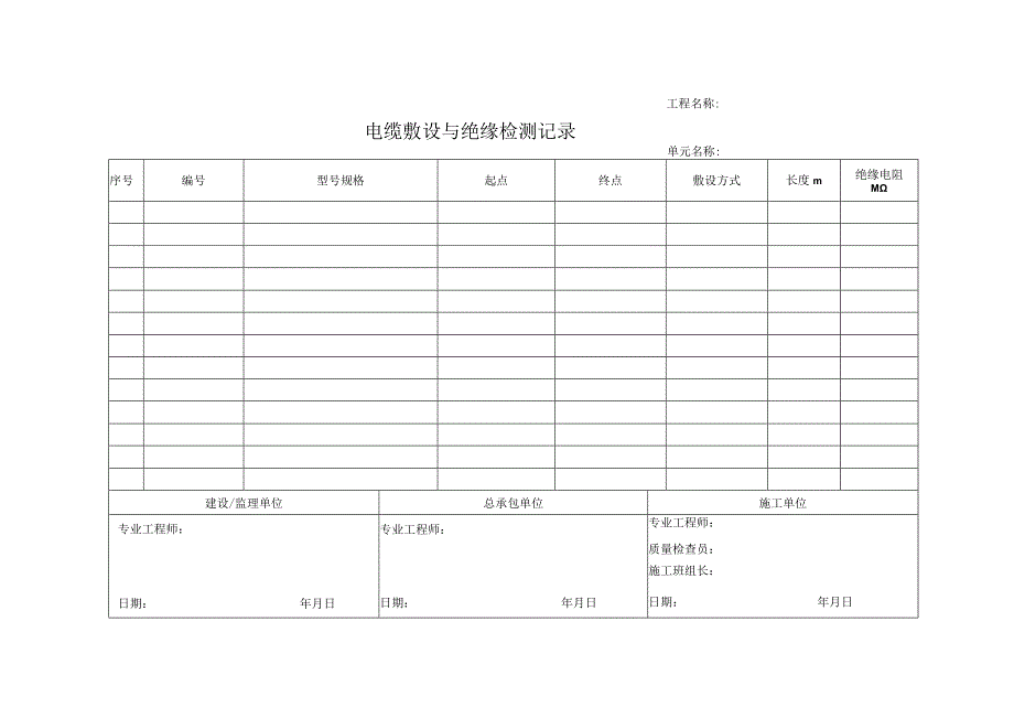 电缆敷设与绝缘检测记录.docx_第1页