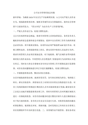 公司安全管理经验总结稿.docx