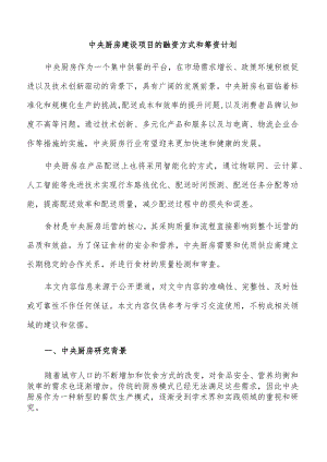 中央厨房建设项目的融资方式和筹资计划.docx