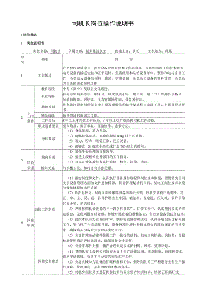 司机长岗位操作说明书.docx