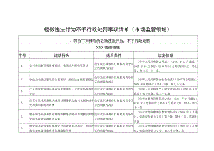 轻微违法行为不予行政处罚事项清单市场监管领域.docx