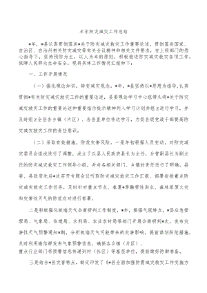 半年防灾减灾工作总结.docx