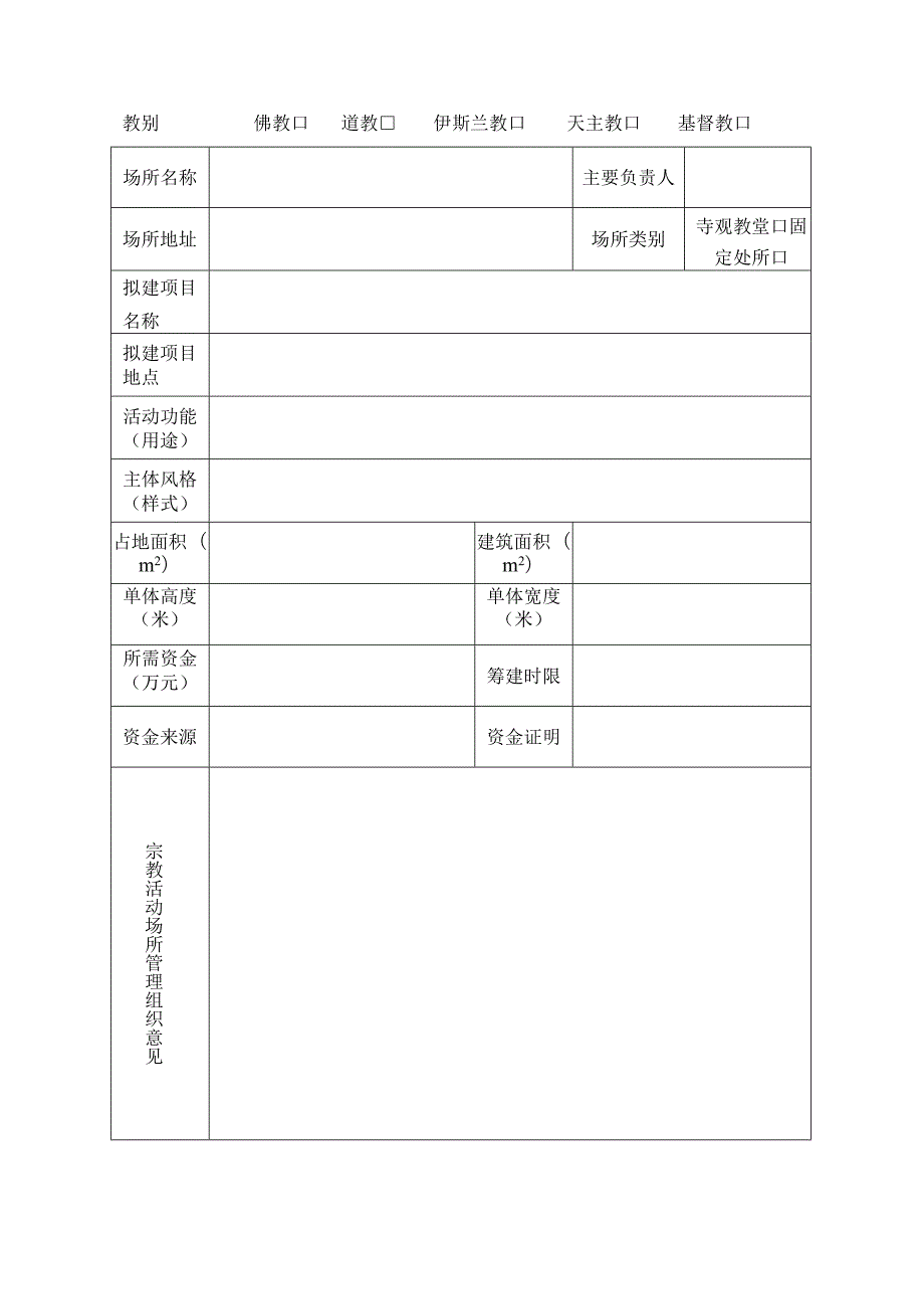 福建省宗教活动场所改建或者新建建筑物申请表.docx_第2页