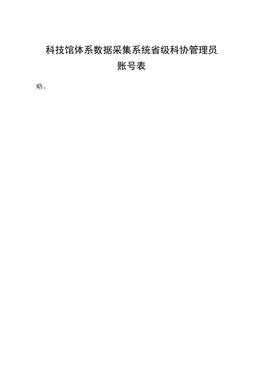 科技馆体系数据采集系统省级科协管理员账号表.docx_第1页