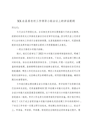 XX在县委农村工作领导小组会议上的讲话提纲.docx