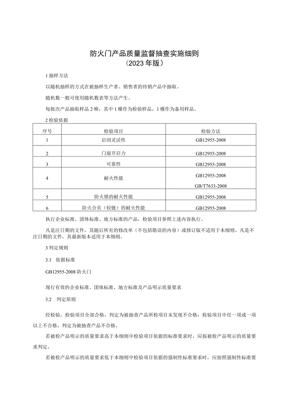 防火门产品质量监督抽查实施细则（2023年版）.docx_第1页