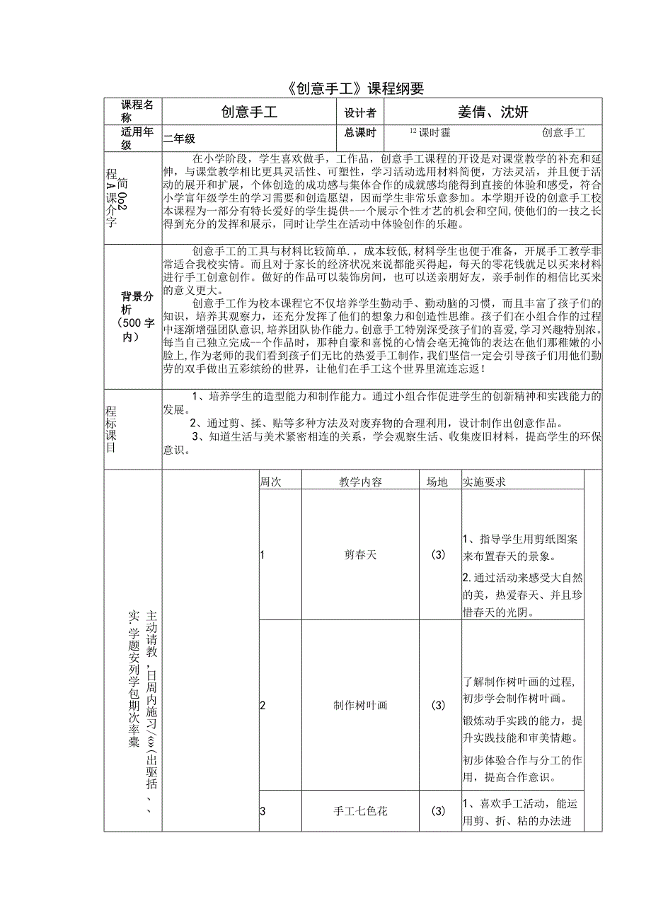 《创意手工》课程纲要.docx_第1页