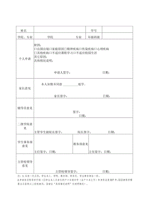 辽宁对外经贸学院退学申请表.docx