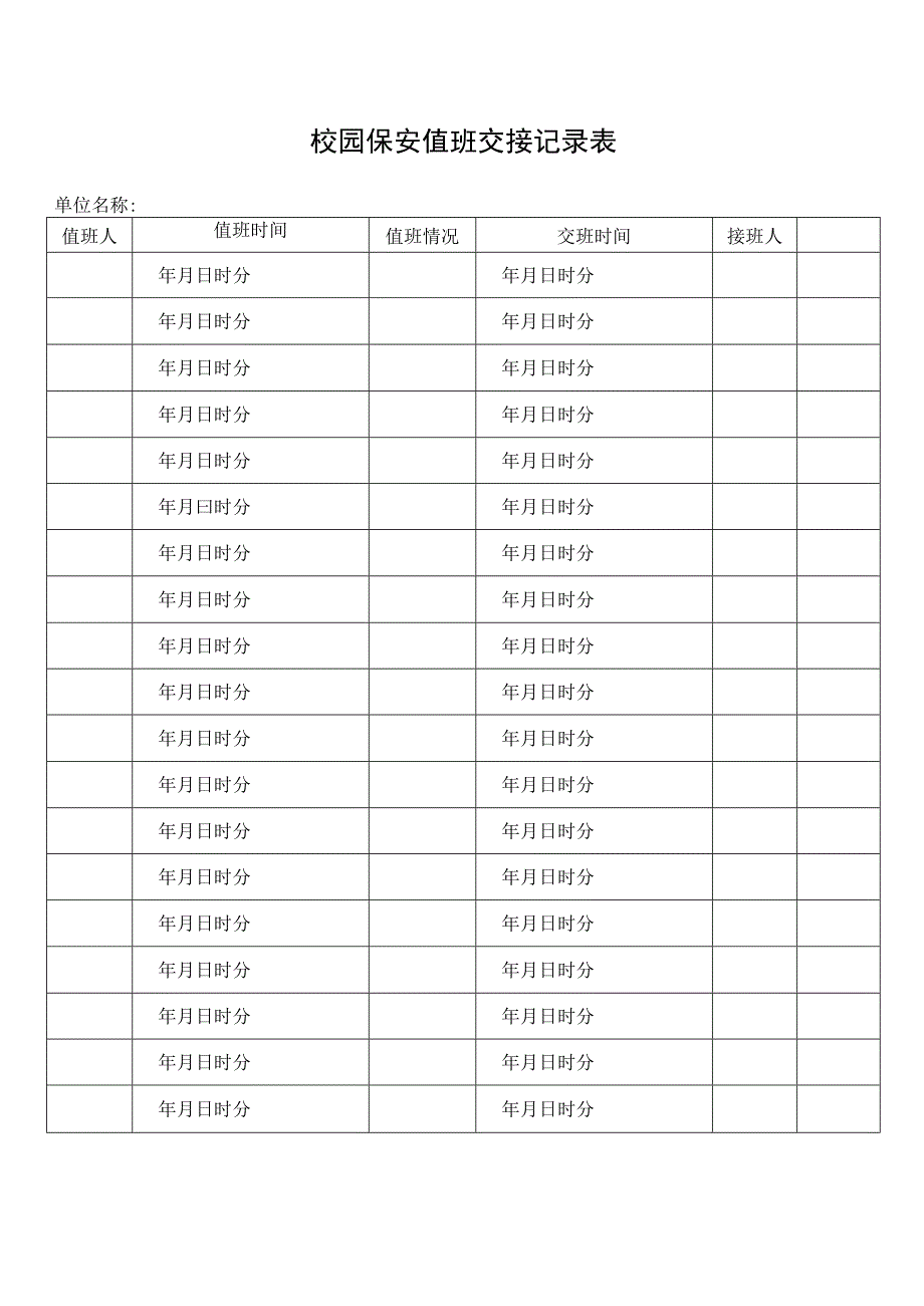 校园保安值班交接记录表.docx_第1页