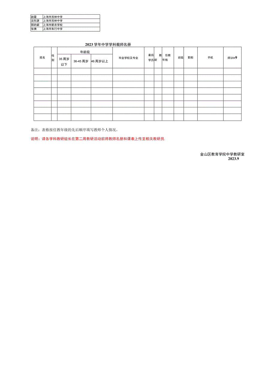 金山区教育学院中学教研室2023学年第一学期业务活动安排表.docx_第2页