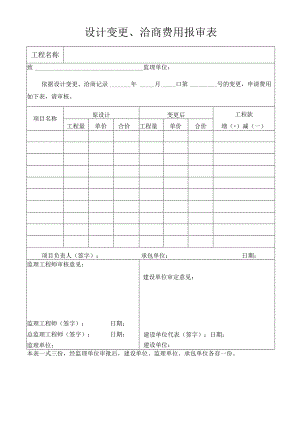 设计变更、洽商费用报审表.docx