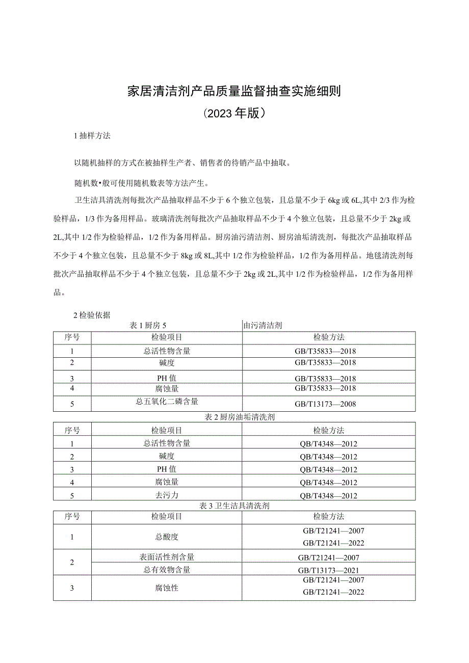 家居清洁剂产品质量监督抽查实施细则（2023年版）.docx_第1页