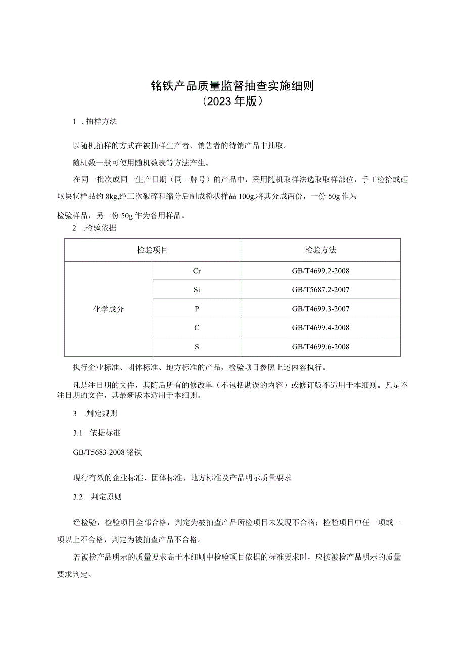 铬铁产品质量监督抽查实施细则（2023年版）.docx_第1页