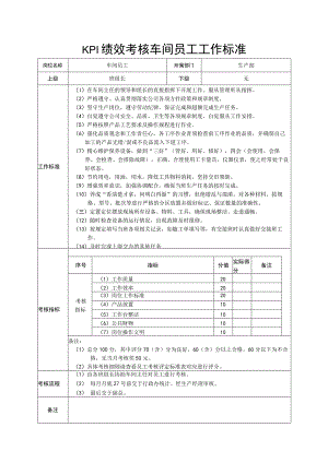 KPI绩效考核车间员工工作标准.docx