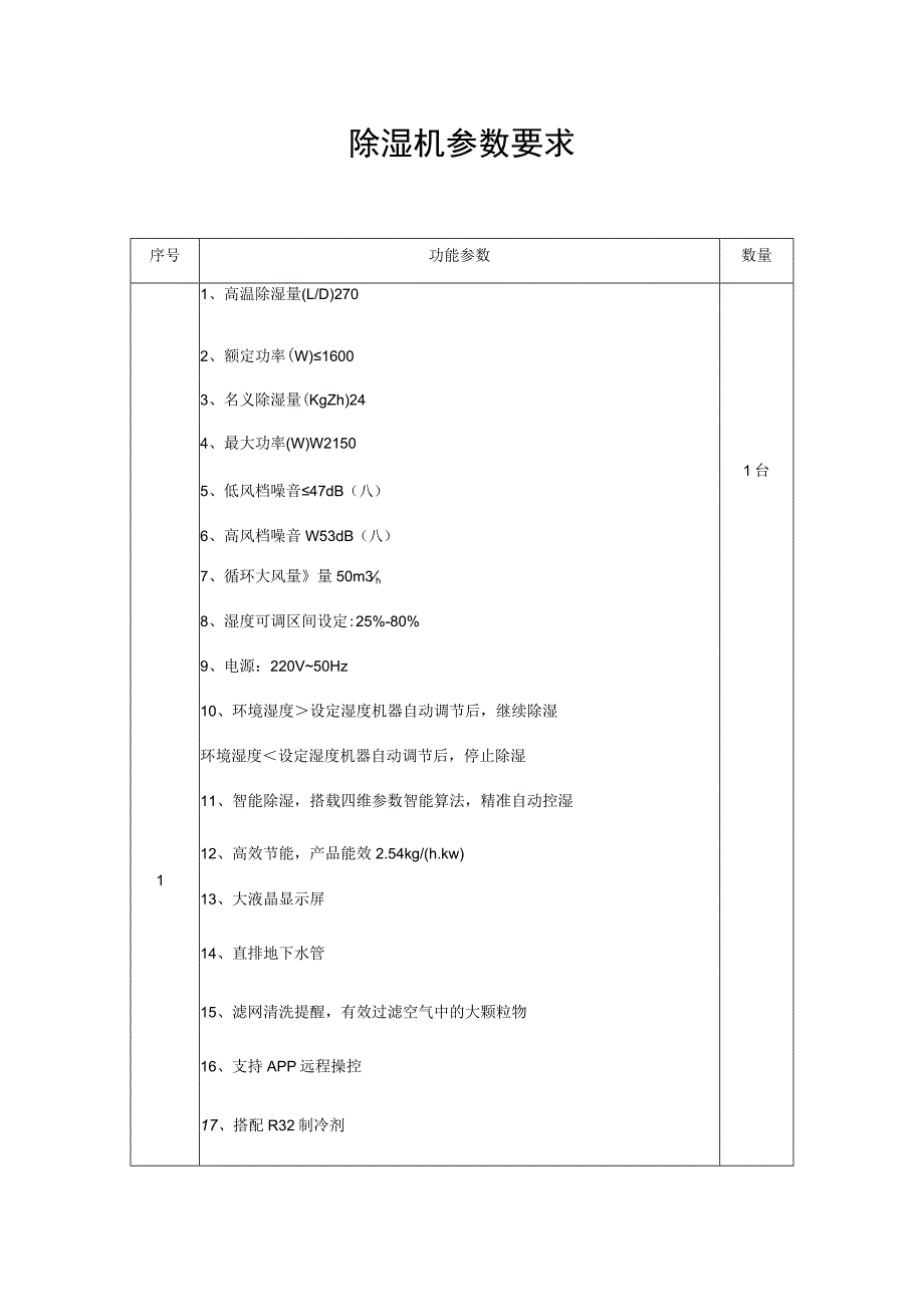 除湿机参数要求.docx_第1页