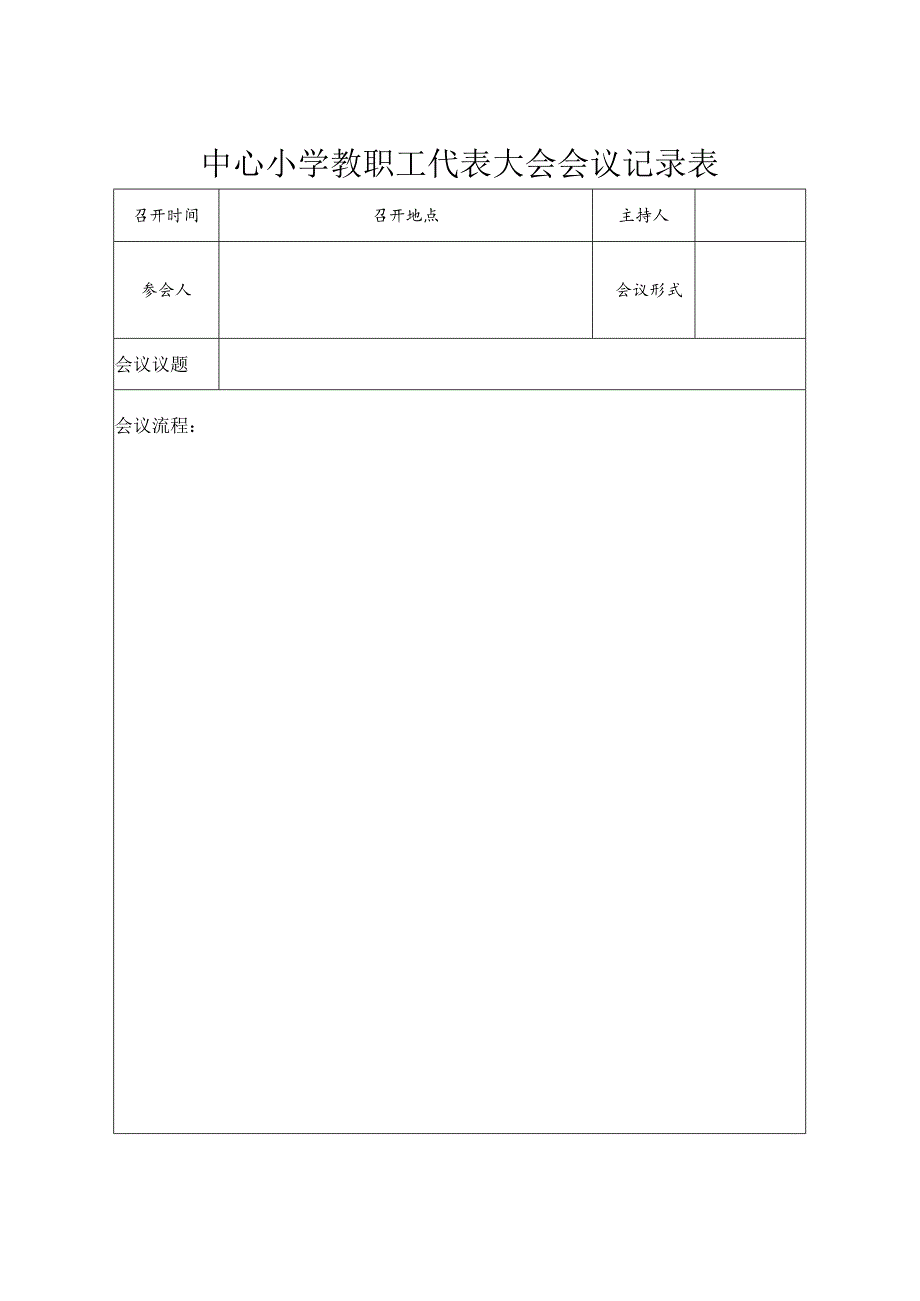 中心小学教职工代表大会会议记录表.docx_第1页