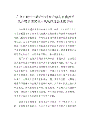 在全市现代生猪产业转型升级与畜禽养殖废弃物资源化利用现场推进会上的讲话.docx