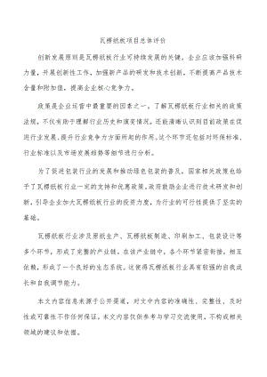 瓦楞纸板项目总体评价.docx