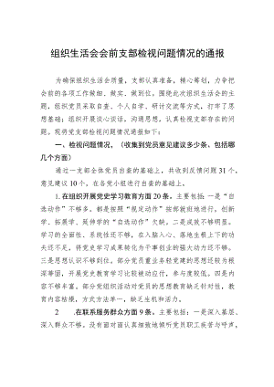 组织生活会会前支部检视问题情况的通报.docx