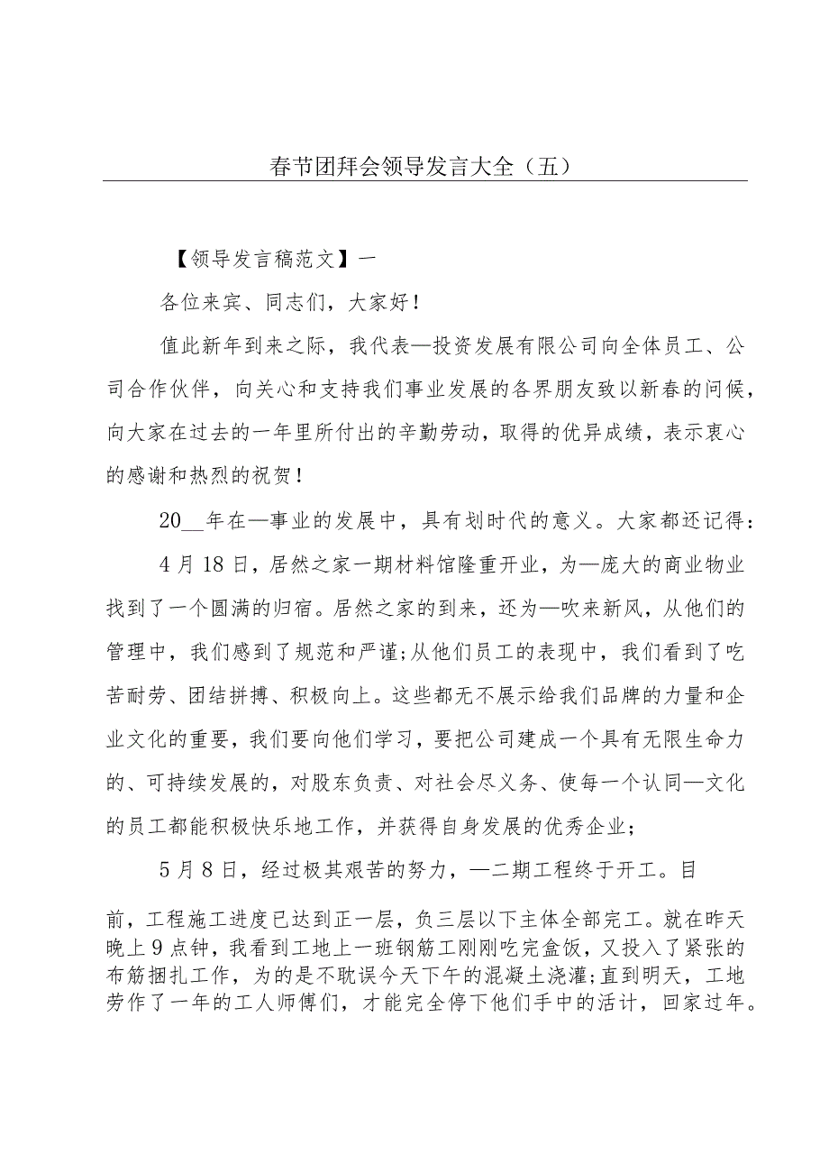 春节团拜会领导发言大全（五）.docx_第1页