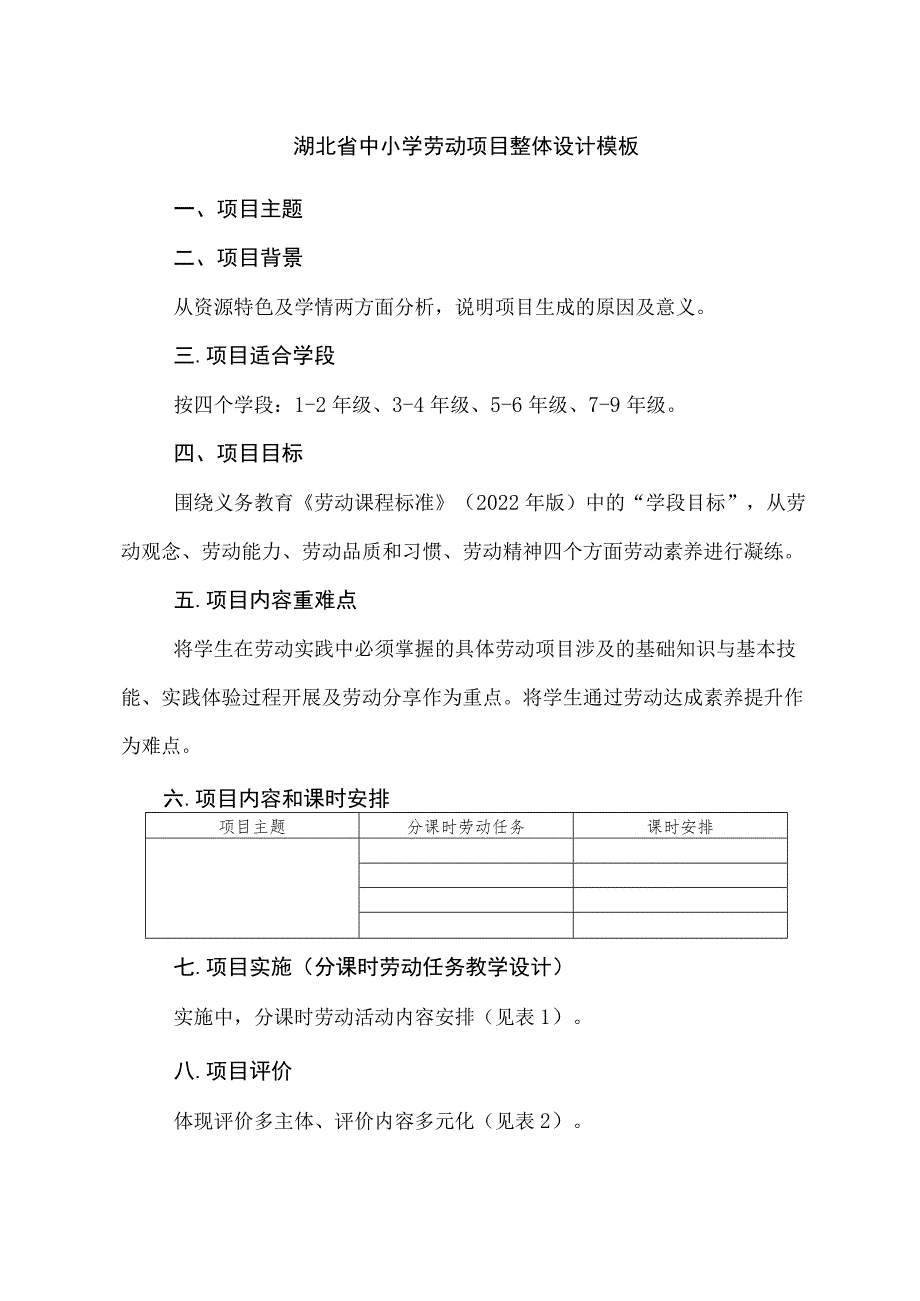 湖北省中小学劳动项目整体设计模板.docx_第1页