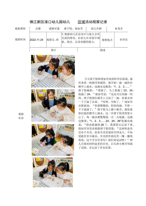 镇江新区港口幼儿园幼儿区域活动观察记录.docx