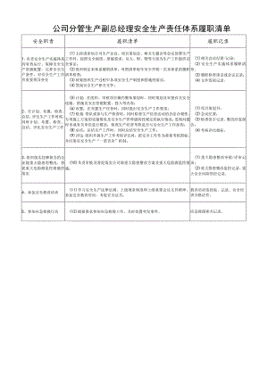 公司分管生产副总经理安全生产责任体系履职清单.docx