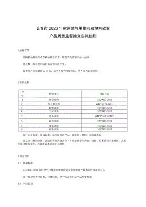 长春市2023年家用燃气用橡胶和塑料软管产品质量监督抽查实施细则.docx