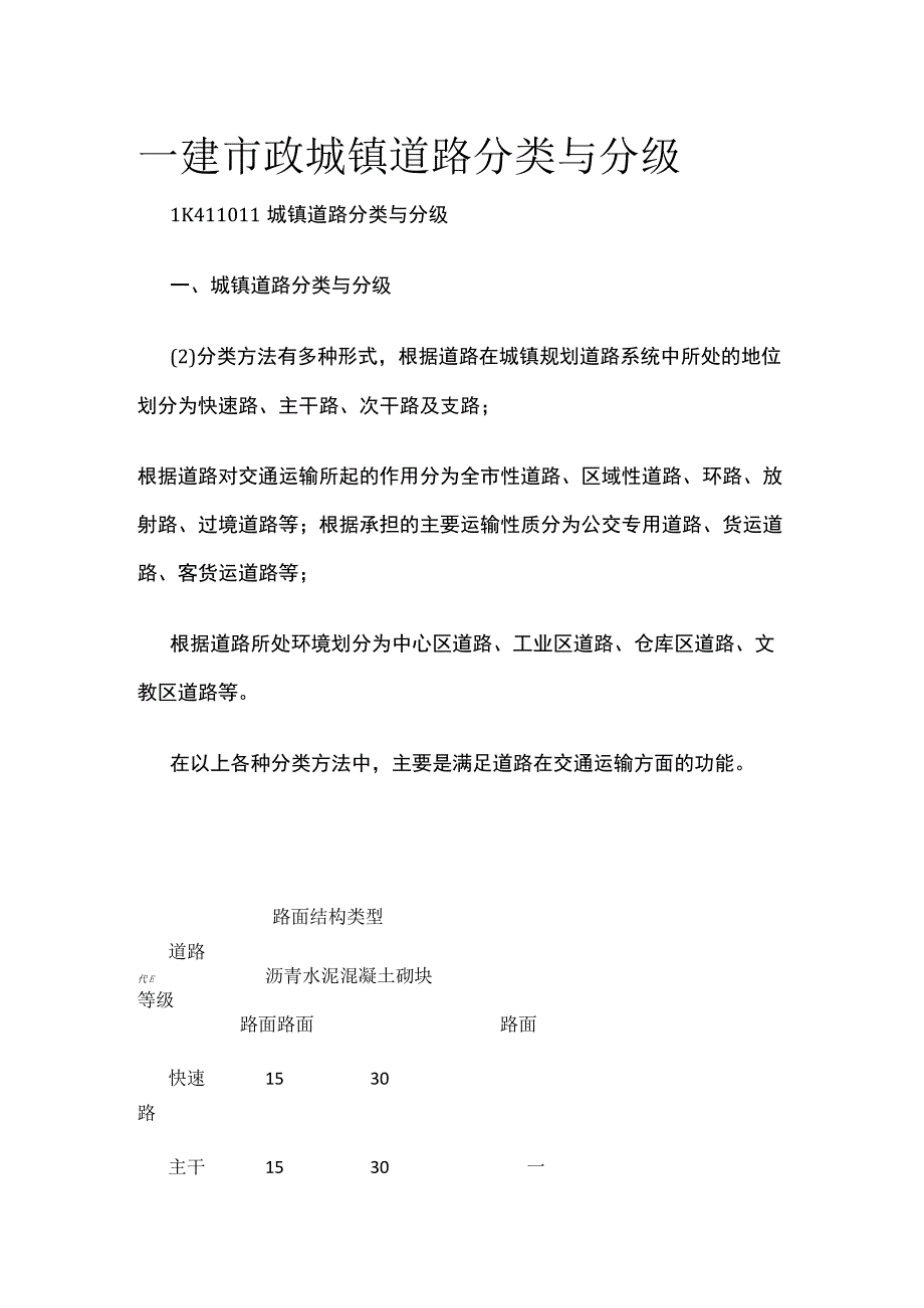 一建市政 城镇道路分类与分级.docx_第1页