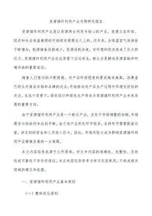 资源循环利用产业专题研究报告.docx