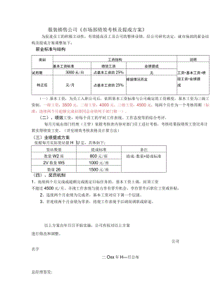 服装销售公司市场部绩效考核及提成方案.docx