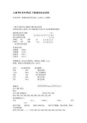 三菱FX系列PLC下载通信协议说明.docx