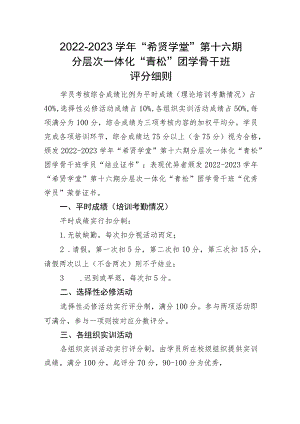 2022-2023学年“希贤学堂”第十六期分层次一体化“青松”团学骨干班评分细则.docx