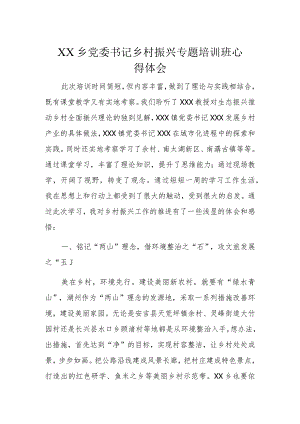 XX乡党委书记乡村振兴专题培训班心得体会.docx